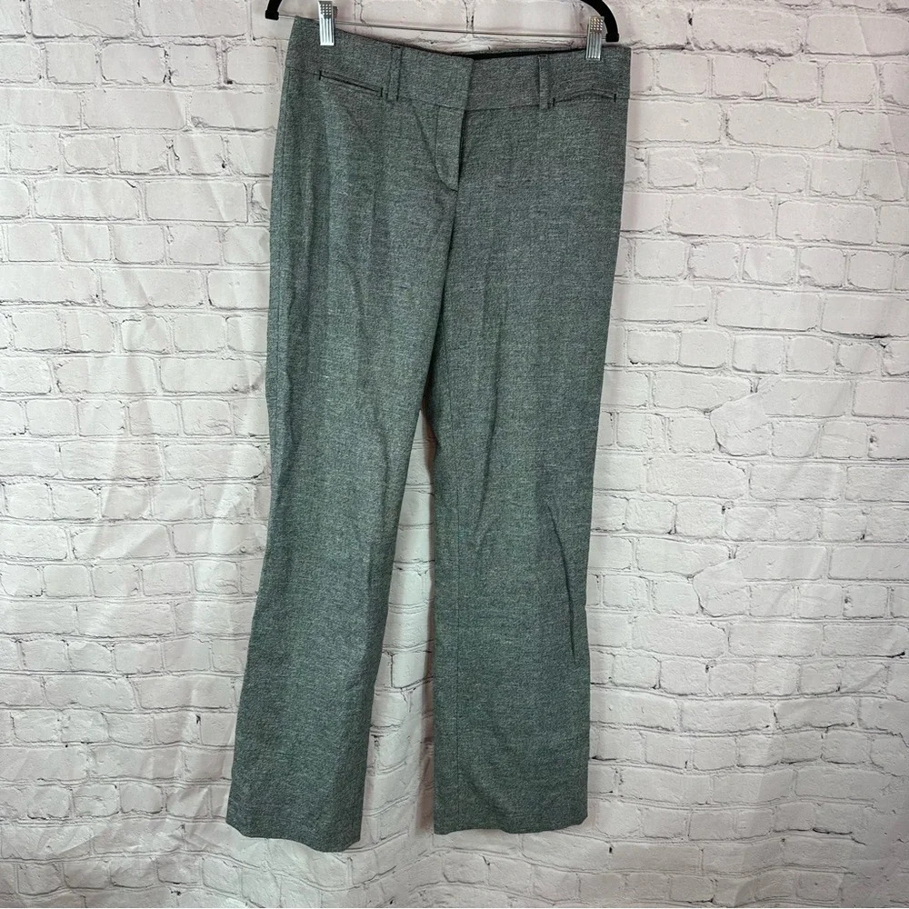ann taylor LOFT marisa trouser sz 4 black white tweed linen blend preppy office